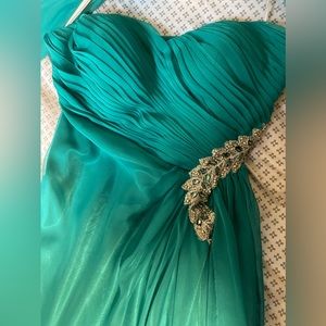 Turquoise any occasion strapless dress, size: M/L brand new never worn.